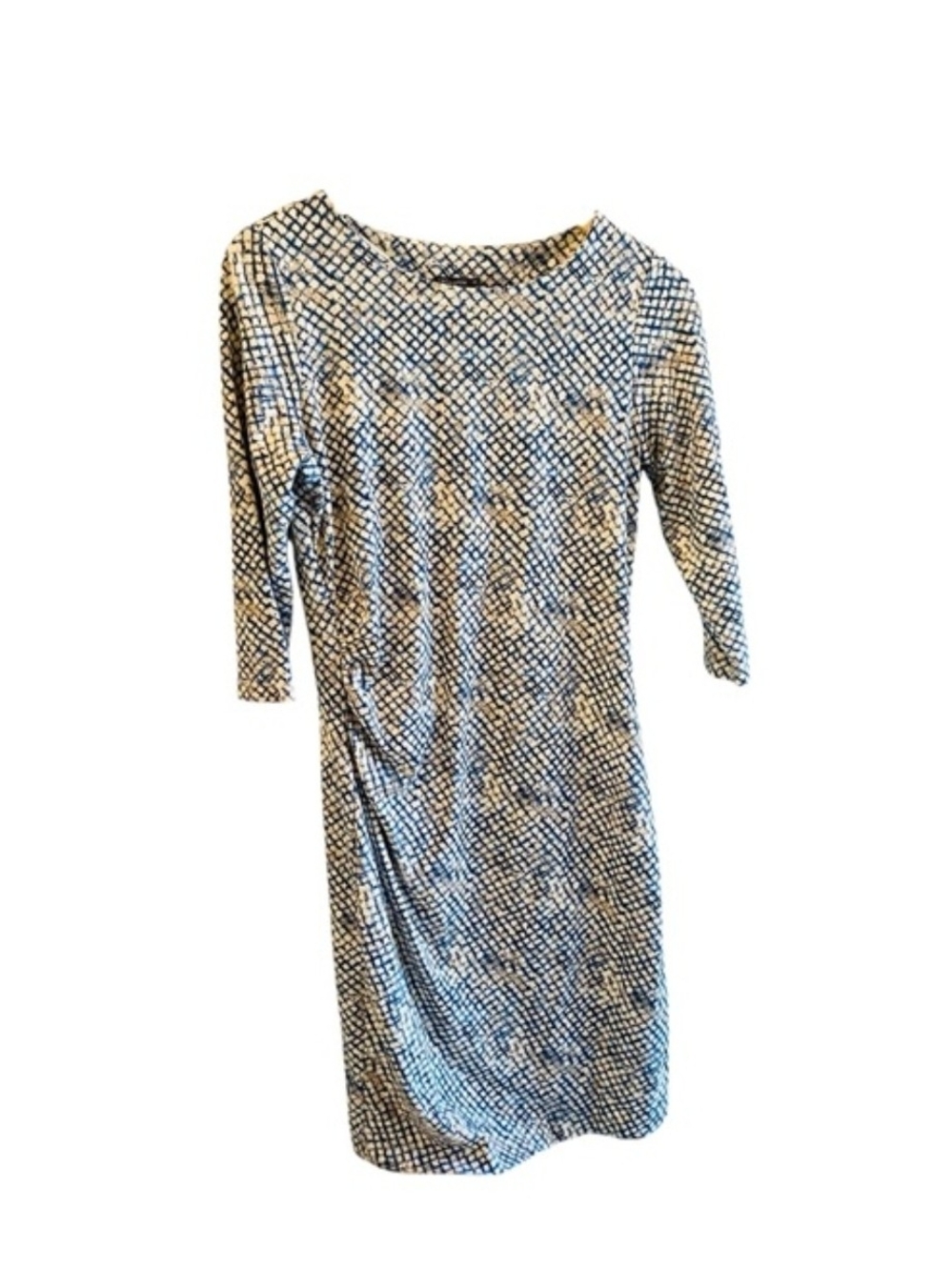 J. McLaughlin Blue and White Geometric Midi Dress